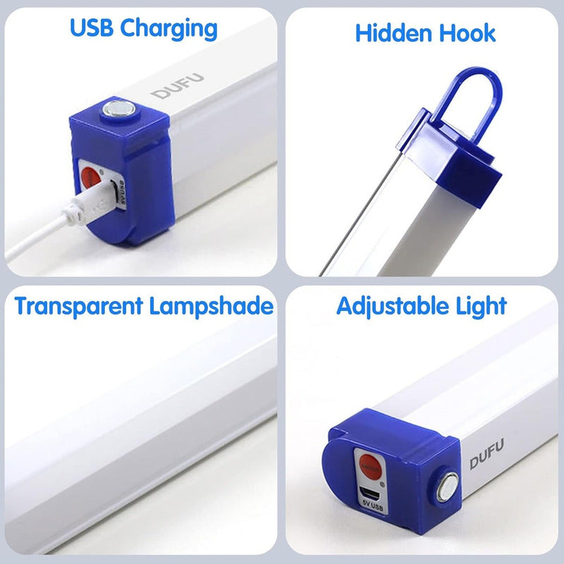 Pack X4 Lampara Emergencia Luz Barra Led Recargable Usb 30cm Blanca/azul