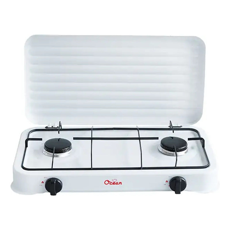 Cocina Gas Encimera 2 Quemadores Tapa Repisa Blanca Cocina