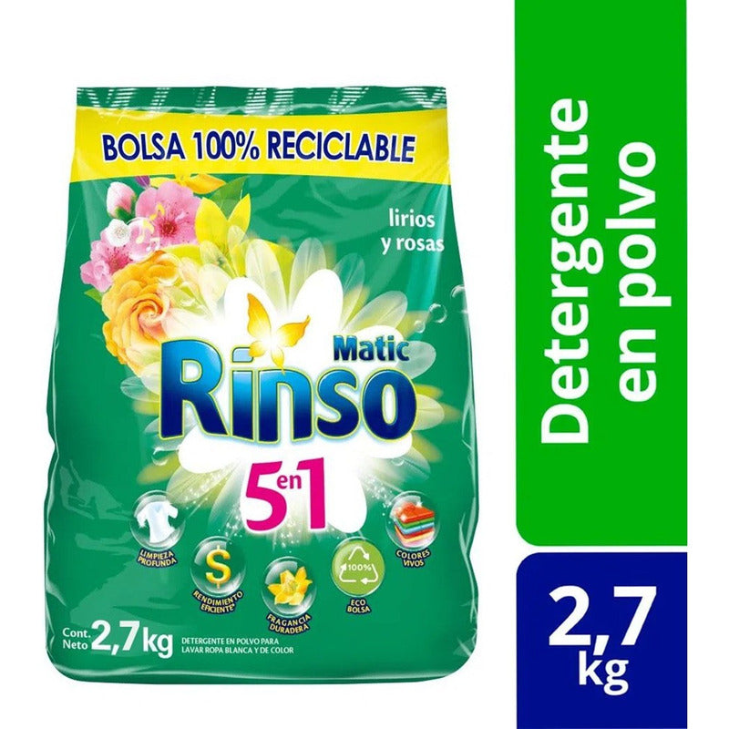 Detergente En Polvo Rinso 5 En 1 Matic 2.7kg Lirios Rosas