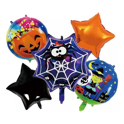 Set 5 Globos Metalico Halloween Fiesta Noche De Terror Fanta Multicolor Halloween
