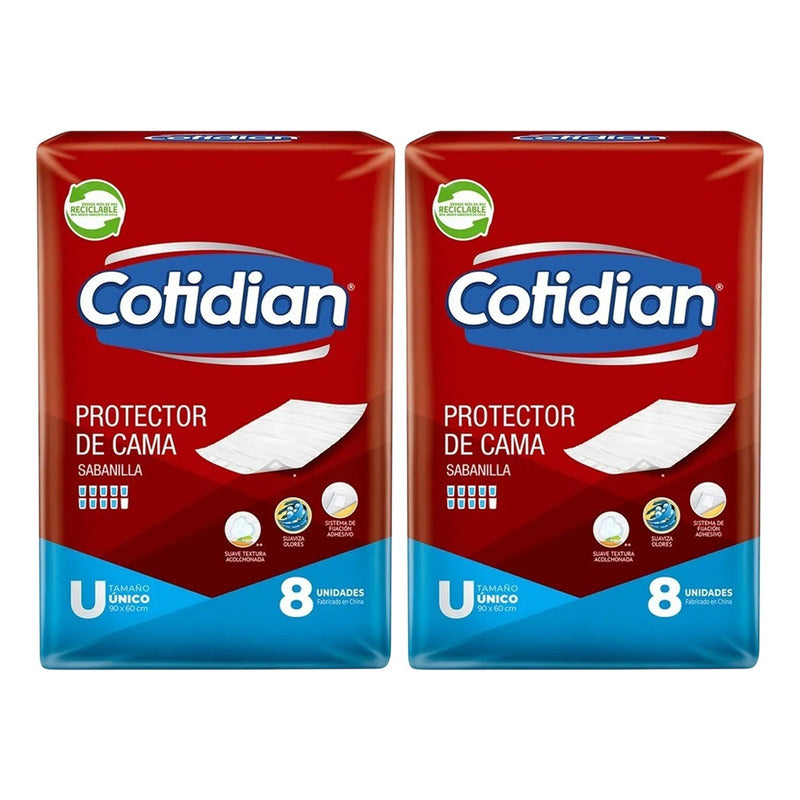X2 Protector De Cama Cotidian Sabanilla 8unid Gel Absorbente