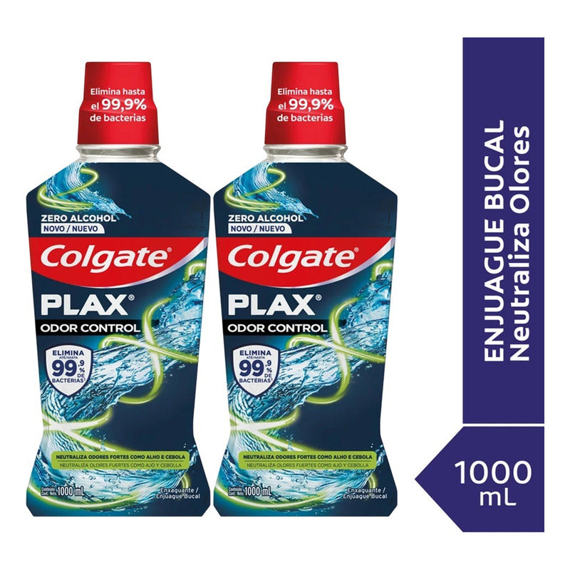 Pack X2 Enjuague Bucal Colgate Plax Odor Control 1l