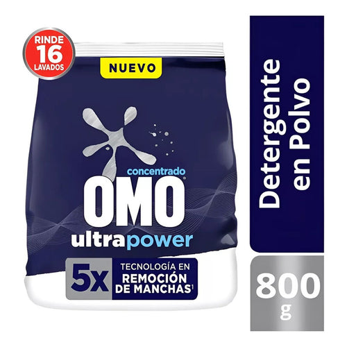 X6 Detergente Omo Concentrado En Polvo Ultra Power 800g