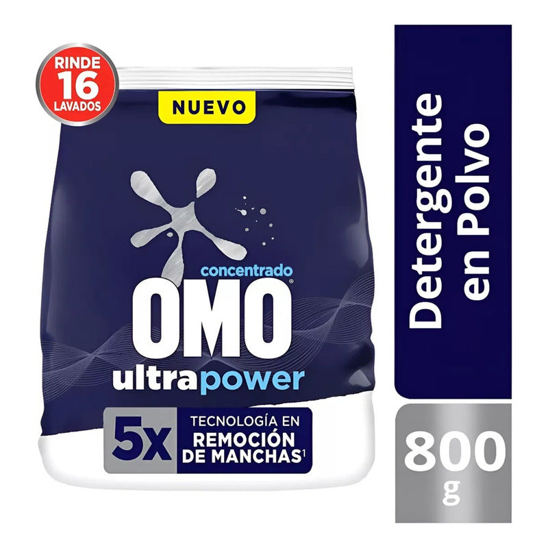 X4 Detergente Omo Concentrado En Polvo Ultra Power 800g