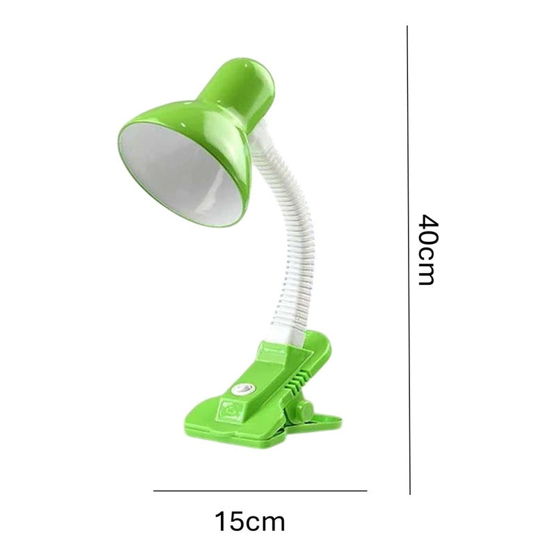 Lampara Click Pinza Escritorio Lampara Lectura Velador Verde Blanco