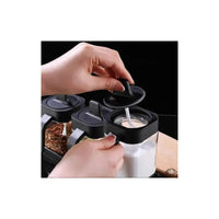 Pack X2 Especieros Condimenteros De Vidrio Set 3 Dos En Uno  Negro