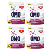X4 Detergente En Polvo Omo Con Bicarbonato 800g Ropa Blanca
