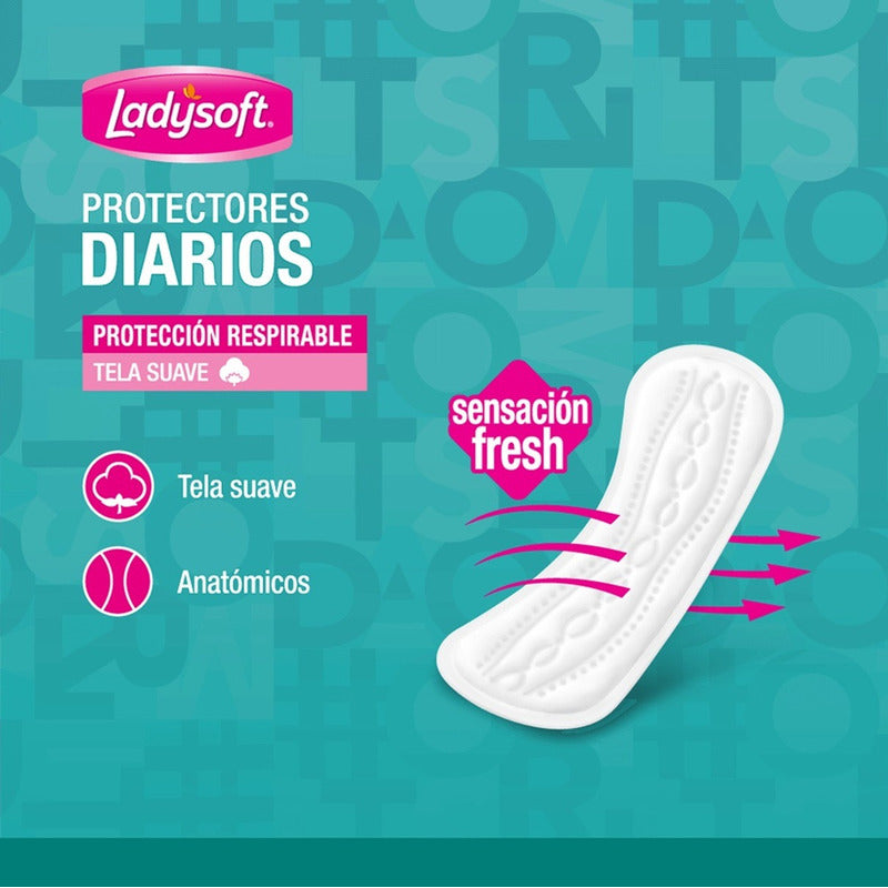 X2 Protectores Diarios Ladysoft Clásicos Tela Suave 100unid