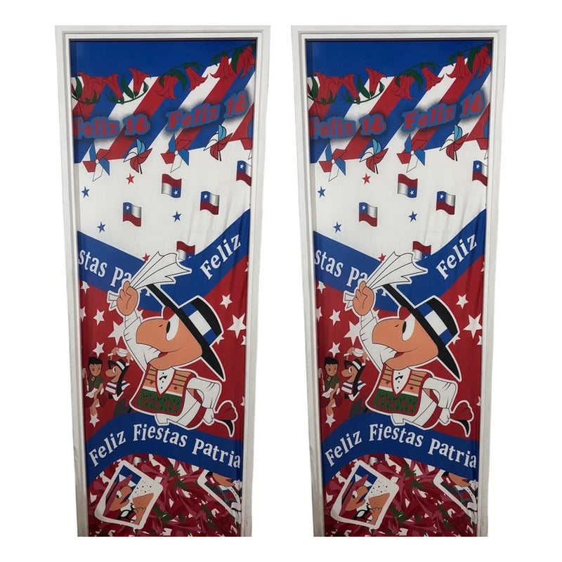 X2 Funda De Puerta Decoración Fechas Patrias 100x210cm M9