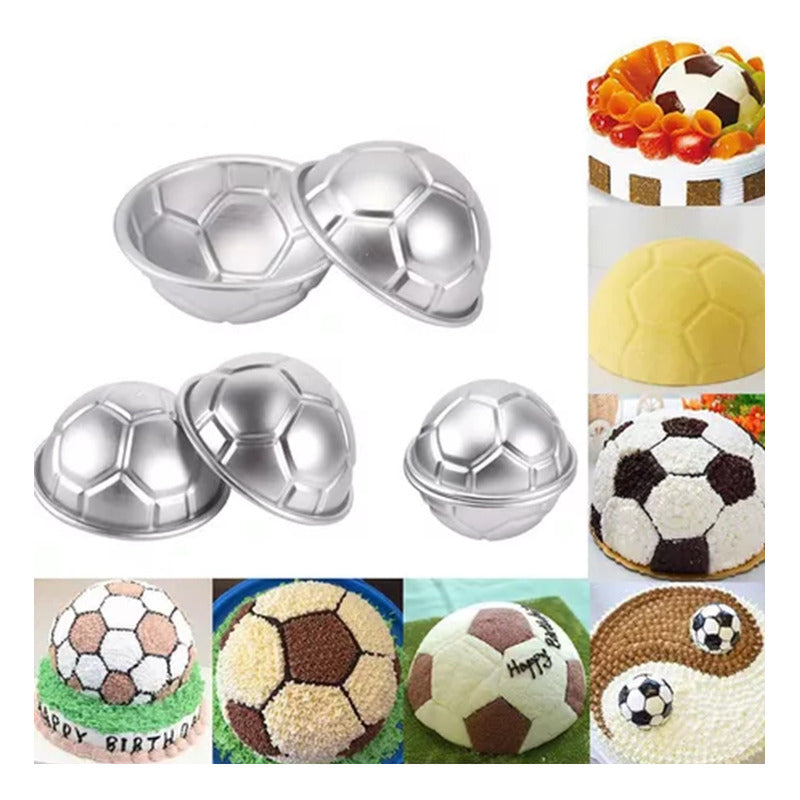 Molde De Aluminio Pelota Futbol Reposteria Hornear 10cm