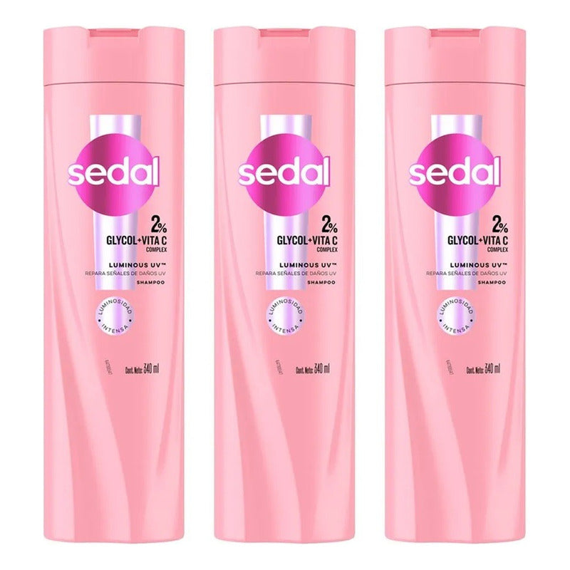 X3 Shampoo Sedal Luminous Uv Glycol Vitamina C 340ml