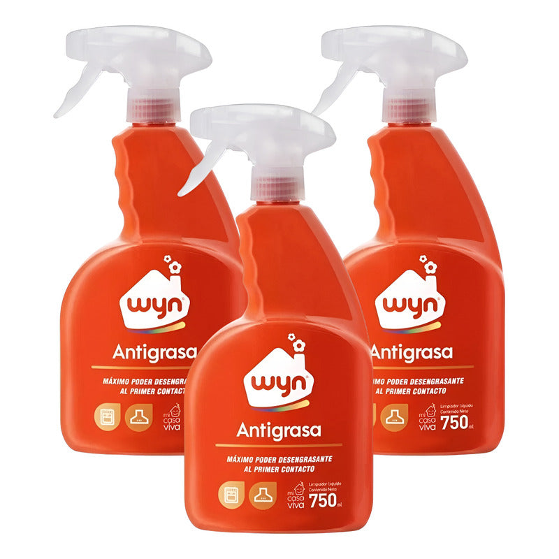 X3 Limpiador Antigrasa Wyn 750ml Desengrasante Atomizador