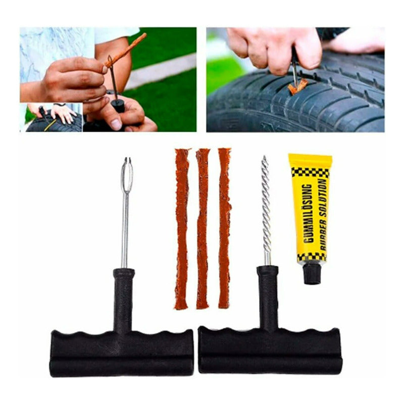 Pack X2 Kit Reparacion Pinchazos Llanta Neumático Auto Moto