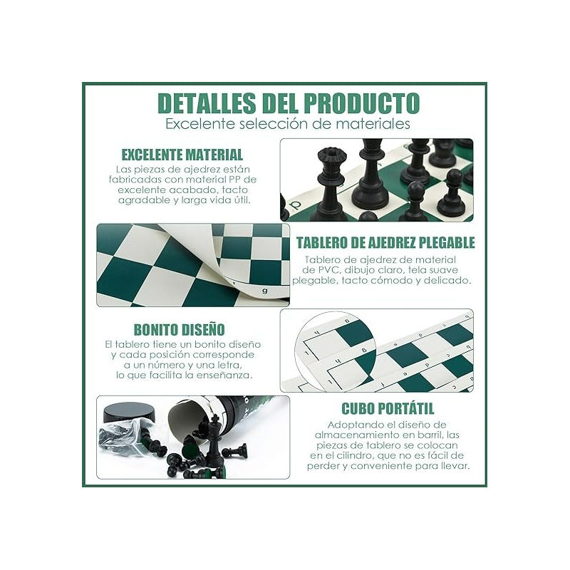 Tablero Ajedrez Calidad Profesional Grande Enrollable