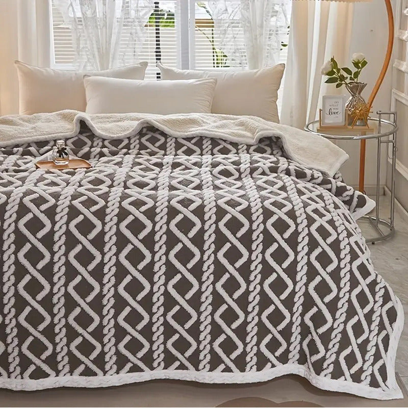 Frazada Sherpa Texturizada Diseño Premium Polar 160x220cm
