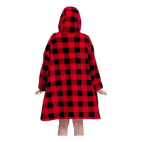 Poleron Sherpa Cuadrillé Poleron Con Chiporro Con Capucha Unica Rojo Cuadrillé