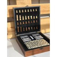 Set De Lujo Tablero Ajedrez Madera + Domino+ Cartas Poker