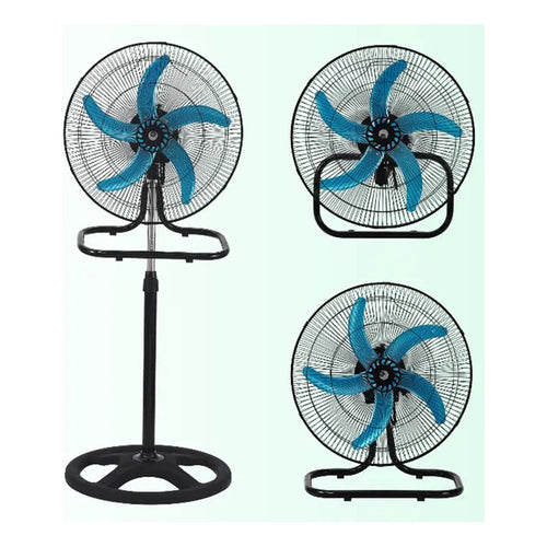 Ventilador Pedestal Ventiladores De Pie Turbo Grande 18puLG 50 Cm Negro Plateada Metal 5