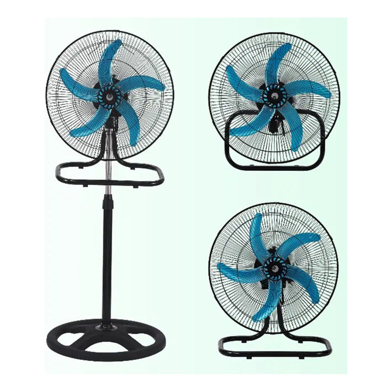 Ventilador Pedestal Ventiladores De Pie Turbo Grande 18puLG 5 50 Cm Negro Metal Plateada