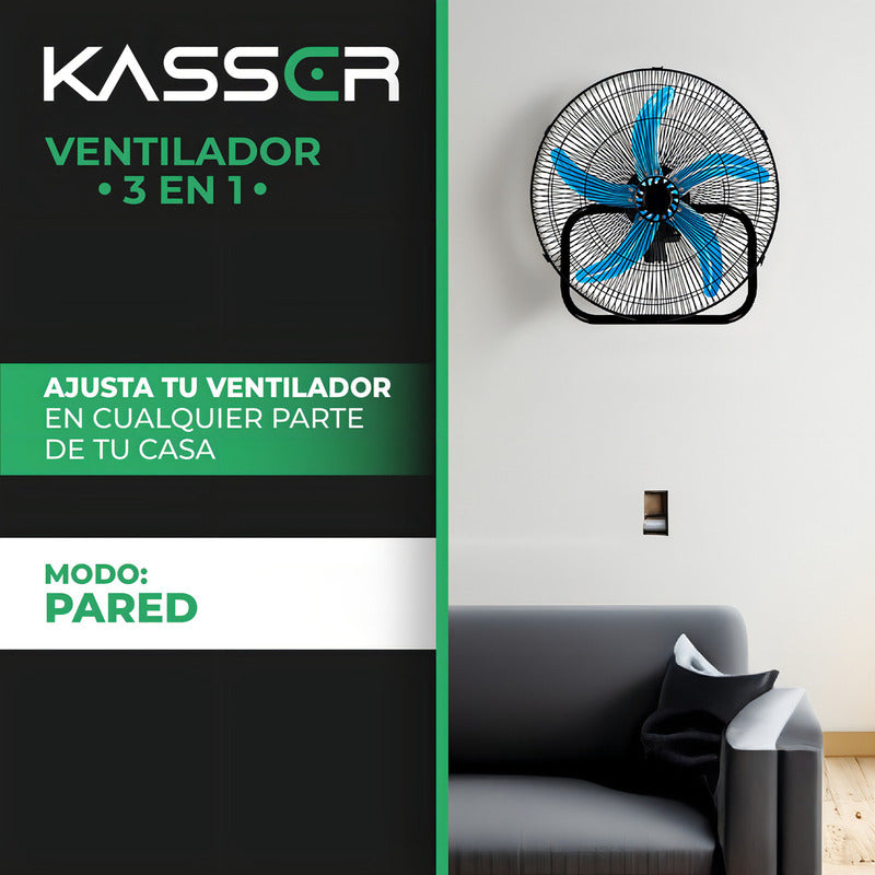 Pack X2 Ventilador 3 En 1 Industrial Kasser 5 Aspas 18p