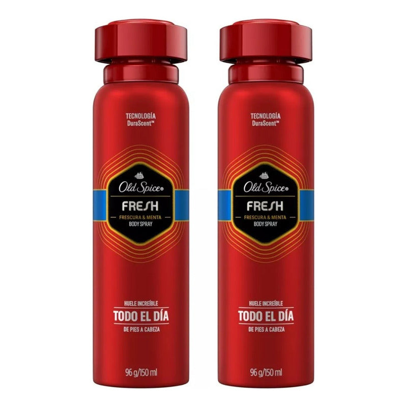 X2 Desodorante Old Spice Fresh Body Spray Frescura Menta Fresh Menta