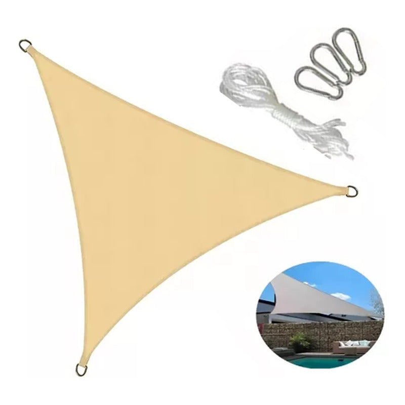 Toldo Vela Triangular 3x3x3 Sombra Cubierta Jardin Terraza Beige