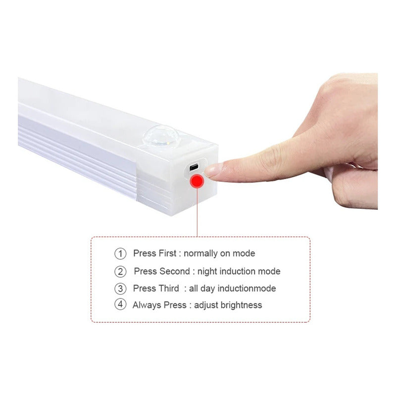 Luz Barra Led 50cm Con Sensor Movimiento Muebles Baño Cocina