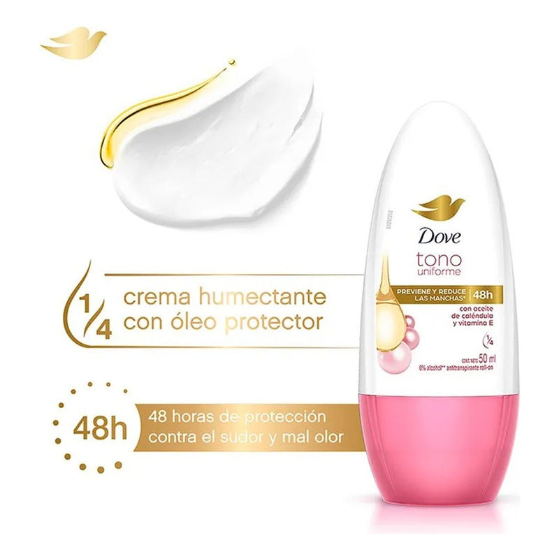 Desodorante Dove Roll On Tono Uniforme Caléndula 50ml