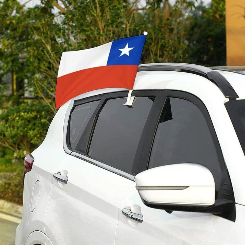 Pack 12 Banderas Chile Auto Fiestas Patrias Banderin 20x30cm Bandera Chile