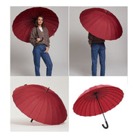 X2 Paraguas Automatico Mango Curvo 24 Varillas Resistestente