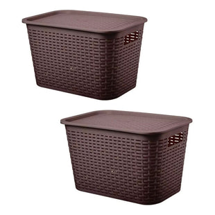 X2 Canastilla Caja Organizadora 22 Litros Canastilla Tavarúa Marrón Ratán