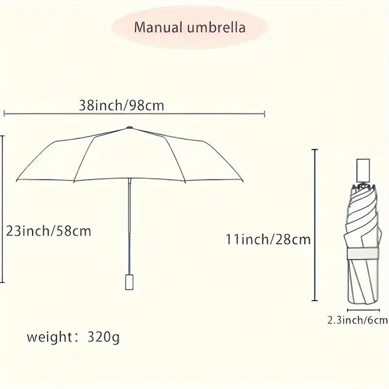 Paraguas Uv Retractil Manual Sombrilla De Bolsillo Portatil