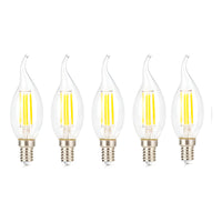 Pack X5 Ampolleta Led Vintage Vela 2 Watts E14 Filamento  Blanco Cálido