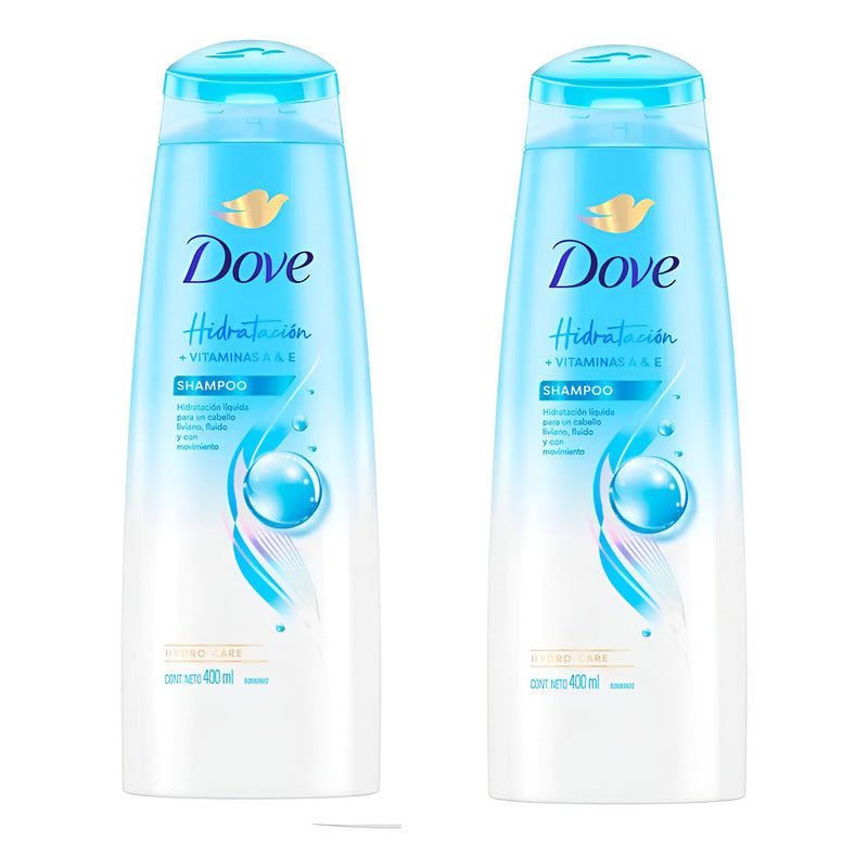 X2 Shampoo Dove Hidratación Vitaminas A & E 400ml Hydro Care