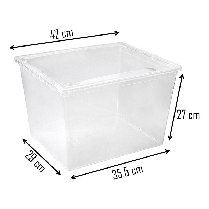 X3 Caja Organizadora Apilable Reyplast Modubox 30 L Con Tapa Transparente Lisa