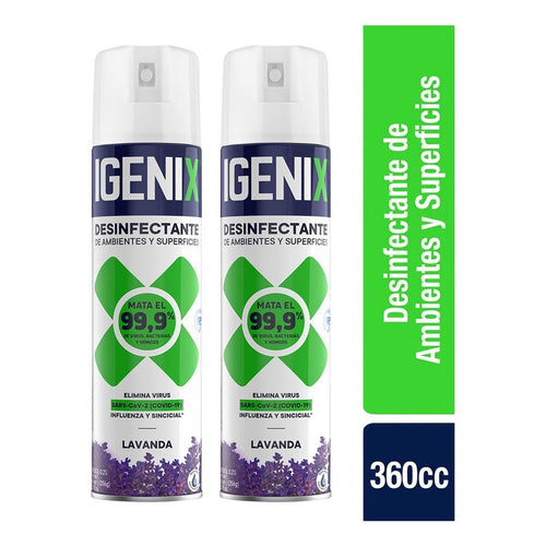 Pack X2 Desinfectante Igenix Lavanda Aerosol 360cc
