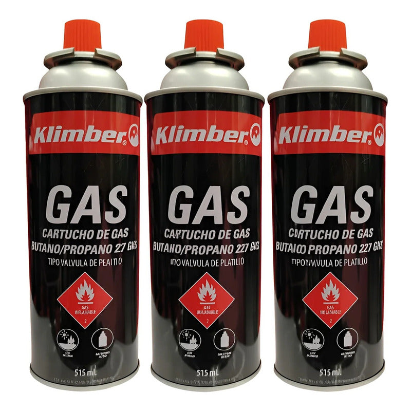Pack 3 Gas Para Cocinillas 227 Gr Certificado Klimber