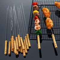 Pack 10 Anticuchos / Brochetas Acero Inoxidable 30cm Pinchos Color Beige Liso