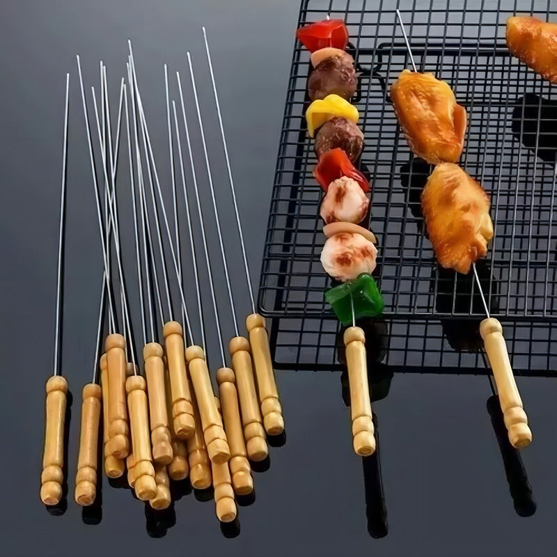 Pack 10 Anticuchos / Brochetas Acero Inoxidable 30cm Pinchos Color Beige Liso