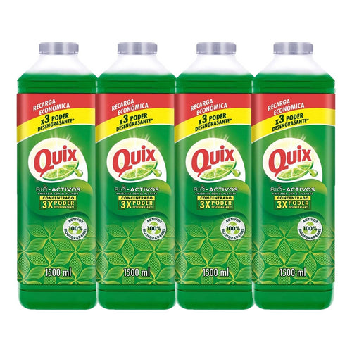 X4 Lavaloza Quix Concentrado Bio Activos Recarga 1.5l Limon