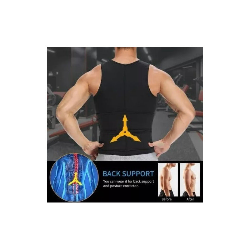 Faja Polera Camiseta Reductora Modeladora Hombre Con Velcro