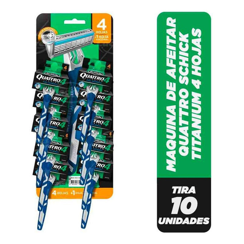 Pack X10 Maquina De Afeitar Schick Quattro Titanium