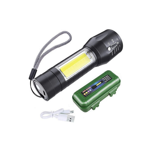 Linterna Tactica Recargable De Larga Distancia Led Potente Blanco Verde