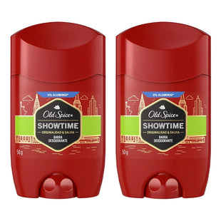 X2 Desodorante Barra Old Spice Showtime 50g Original Salvia Salvia