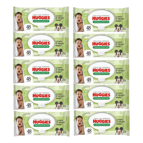Pack X10 Toallitas Húmedas Huggies Limpieza Efectiva
