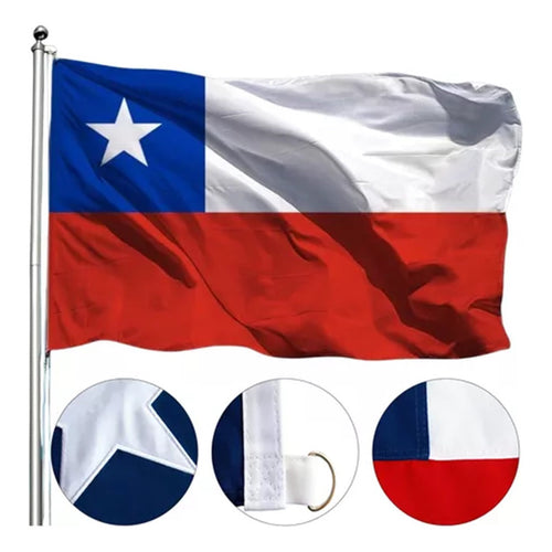 Bandera Chile Chilena Banderas Bordada Reforzada 90 X 60 Cm. Bandera Chile
