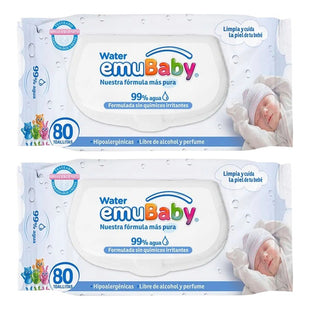 X2 Toallitas Húmedas Water Emubaby 80unid Hipoalergénicas