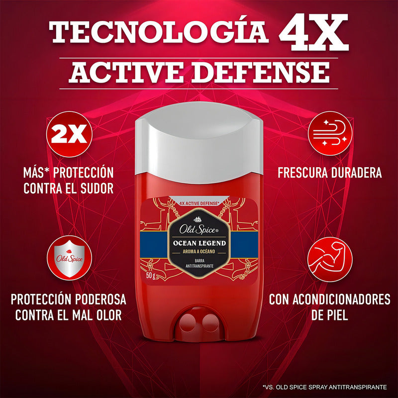 Antitranspirante Old Spice En Barra Ocean Legend 50 G