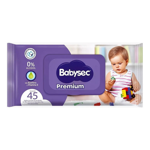 X5 Toallitas Húmedas Babysec Premium Paquete 45 Toallitasc/u