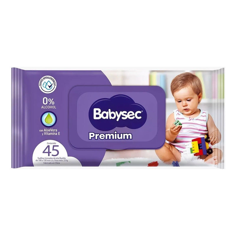 X2 Toallitas Húmedas Babysec Premium Paquete 45 Toallitasc/u